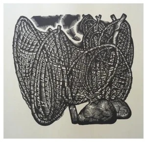 Dainis Rozkalns, Bird Green Sandpiper, 1976, Linocut
