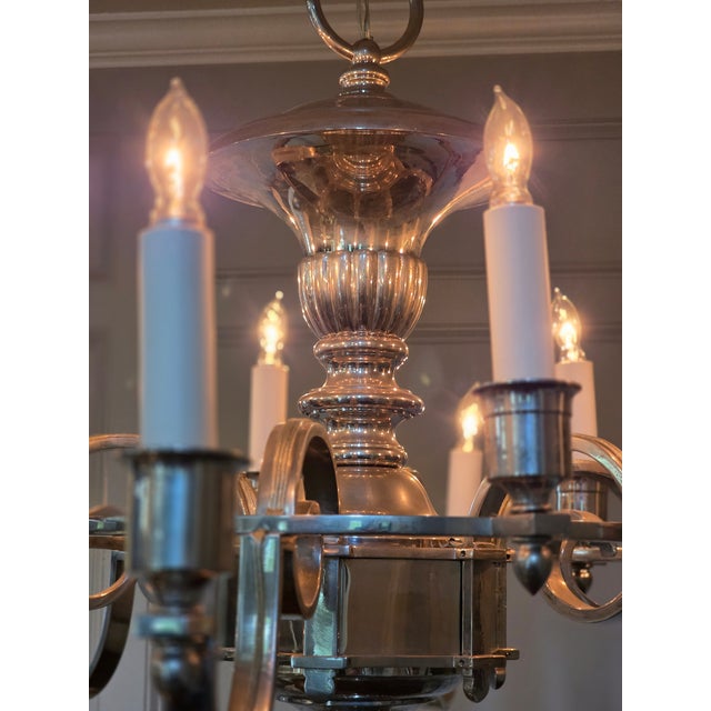 Mid 20th Century 12 Light Dipped Silver Chandelier For Sale - Image 5 of 5