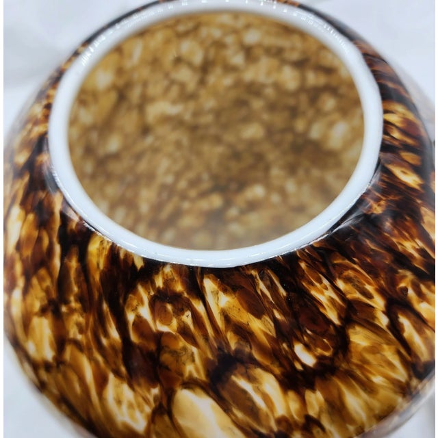 Hollywood Regency '80s Bulbous Hand Blown Cased Glass Tortoise Shell Vase- 13.75" X 10.5" For Sale - Image 3 of 6
