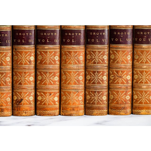 Late 19th Century Set of 10, History of Greece by George Grote Complete 10 Volume Full Leather Antique Book Set For Sale - Image 5 of 12