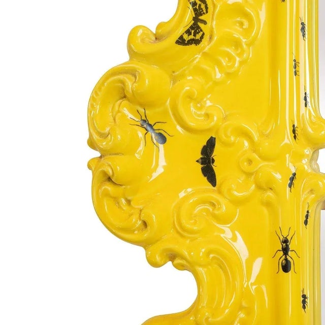Ceramic Ceramic Baroque-Style Mirror With Hand-Painted Insects For Sale - Image 7 of 10