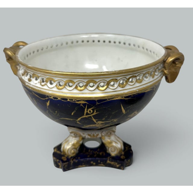 Metal Antique Regency English Crown Derby Vase Pot Pourri Centerpiece Cobalt Blue 1815 For Sale - Image 7 of 11