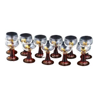 1930s French Beehive Sterm Design Wine Glasses Set - Napoleon - Set of 11 For Sale