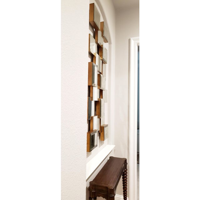 Mid-Century Modern Large Vintage John-Richard Brutalist Beveled Block Mirror Sculpture - Circa 2005 For Sale - Image 3 of 4