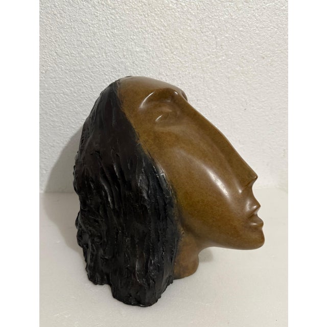 Ruth Bloch, Large Bronze Sculpture Woman Head, After Modigliani, Ruth Bloch Israeli Artist, c.1990's For Sale - Image 11 of 18