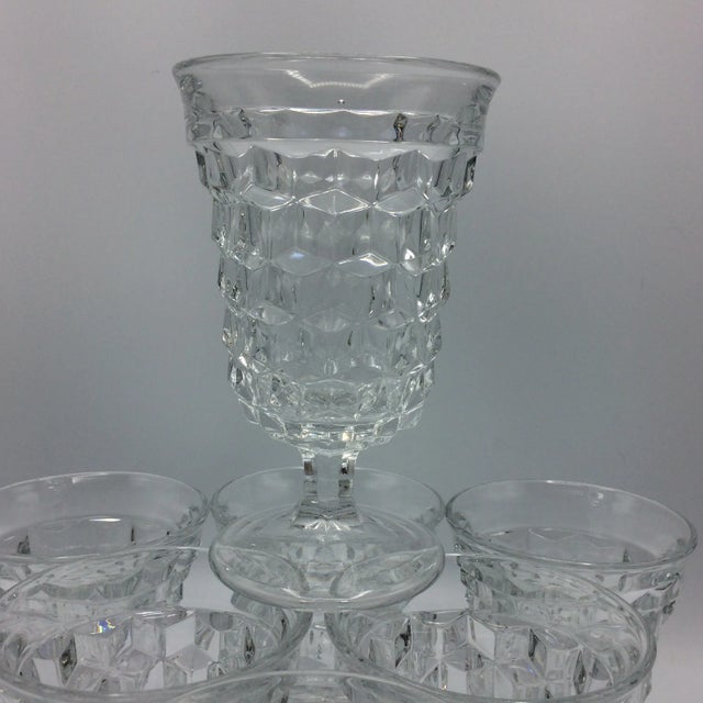 American Vintage American Clear Fostoria Low Water Goblet - Set of 7 For Sale - Image 3 of 8