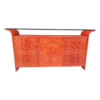 Vintage Rattan Sideboard, 1970s For Sale