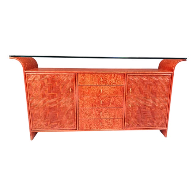 Vintage Rattan Sideboard, 1970s For Sale