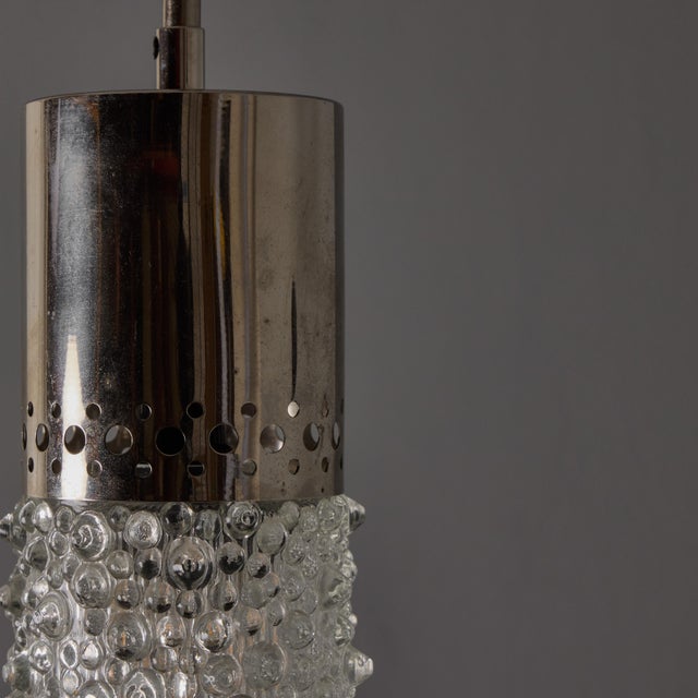 Pair of 1960s Chrome Metal and Bubble Glass Pendants by Helena Tynell For Sale - Image 17 of 18