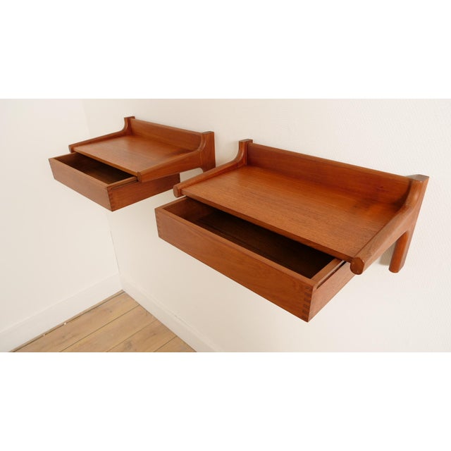 Danish Floating Bedside Tables in Teak, Set of 2 For Sale - Image 9 of 11