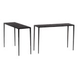 A Pair of Iron and Nero Portoro Marble Console Tables, in the Manner of Jean-Michel Frank. For Sale