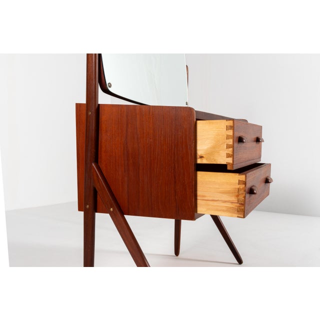 Mid-Century Danish Teak Vanity Table with Black Glass Top, 1960s For Sale - Image 10 of 14