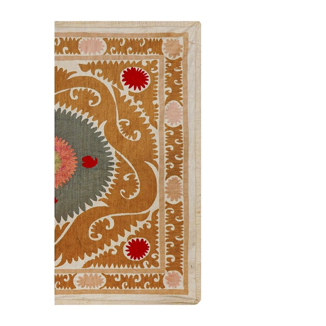 Vintage Suzani from Samarkand, circa 1900s. There are tears. Dimension; 50'' x 54" inches / 128 x 138 cm / 4'2'' x 4'5''...