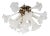 Handblown Flush Mount Murano Chandelier in Brass with Frosted Glass Flowers For Sale