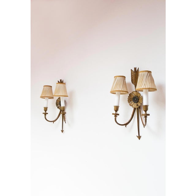 Metal Large French Empire Style Arrow Wall Sconces, 1800s, Set of 2 For Sale - Image 7 of 10