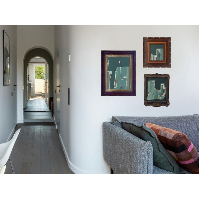 2020s “Cabin Fern" Green Abstract Art in Vintage Frame, Transitional Living Room Art by JTS For Sale - Image 5 of 9