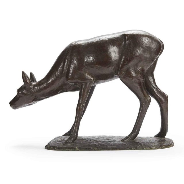 Francesco Buonapace, Bronze Deer, circa 1930, in good condition, signed near the animal's left hind leg. Francesco...
