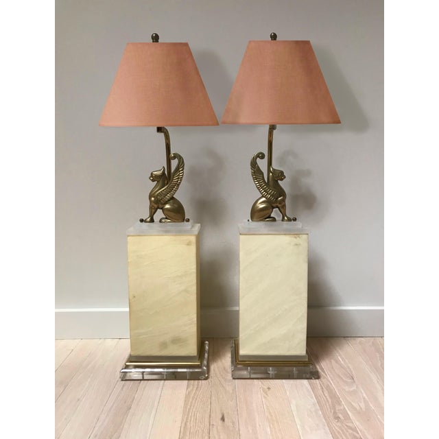 Mid-Century Modern Pair Midcentury Gryphon Lamps For Sale - Image 3 of 11