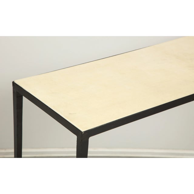 Not Yet Made - Made To Order Bespoke Iron and Parchment Consoles in the Jean Michel Frank Manner - a Pair For Sale - Image 5 of 9