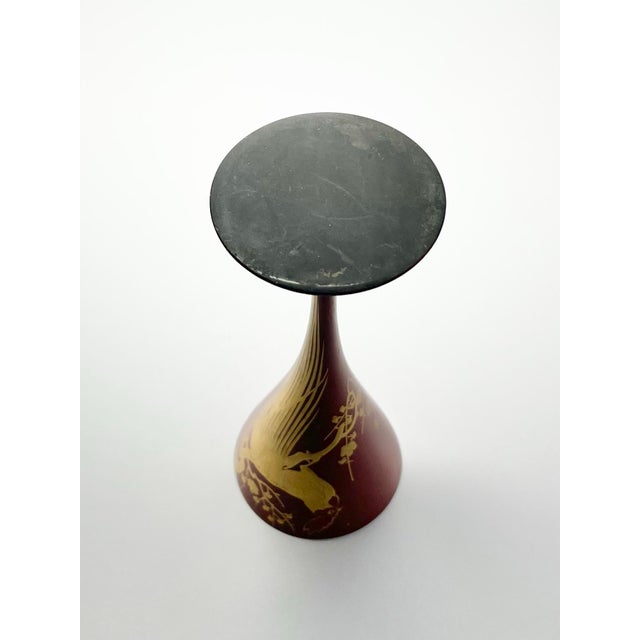 1960s Red Gold Urushi Lacquer Onagadori Rooster Sake Cocktail Glasses - Set of 9 For Sale - Image 10 of 12