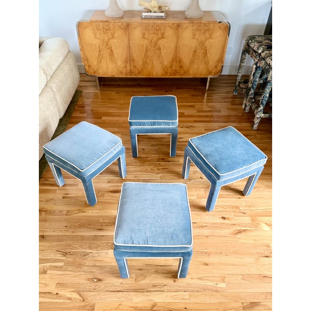 Mid 20th Century Reupholstered Vintage Parsons Style Ottomans - A Pair For Sale - Image 11 of 11