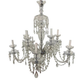 Art Deco Style Large Crystal Chandelier in the Manner of Waterford For Sale