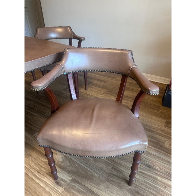 Vintage Barnard & Simonds Leather Table & Matching Chairs For Sale In Tampa - Image 6 of 9