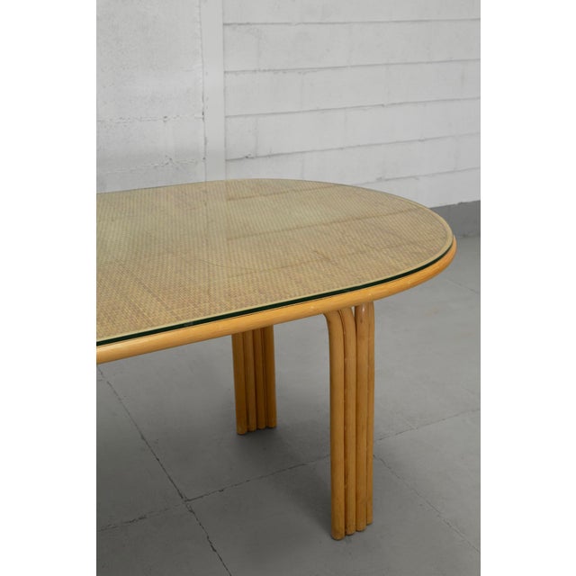 Mid-Century Modern Vintage Dining Table in Bamboo and Glass by Axel Enthoven, 1970 For Sale - Image 3 of 9