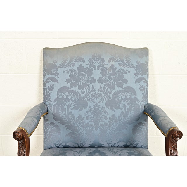 Kittinger Chippendale Carved Mahogany Open Arm Library Chair For Sale In South Bend - Image 6 of 18
