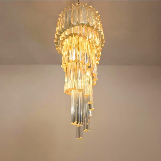 1970s Italian Murano Glass Waterfall Chandelier from Venini, 1960s For Sale - Image 5 of 9