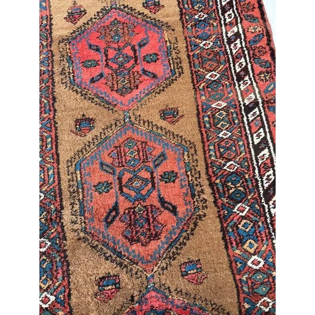 1920s Antique Camel Hair Runnr With Coral Pinks, Watermelon, Rust Rug - 3.2 X 9.5 For Sale - Image 5 of 8