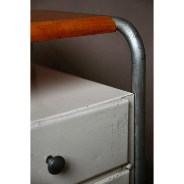 Vintage Industrial Boarding School Bedside Table, 1950s For Sale - Image 11 of 13