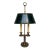 Vintage French Brass Bouillotte Two Candle Lamp W/Green Metal Shade For Sale
