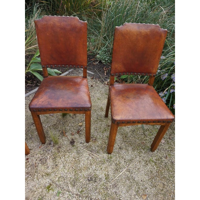 Antique Dutch Art Deco Leather Dining Chairs, 1920s, Set of 6 For Sale - Image 6 of 18