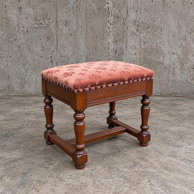 Vintage Stools in Velvet, 1950s, Set of 4 For Sale - Image 3 of 5