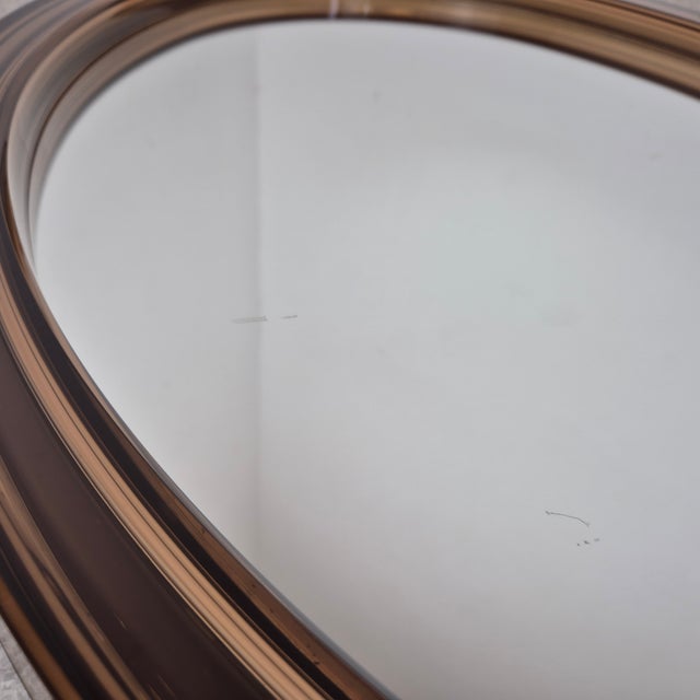Glass Mid-Century Smoked Acrylic Round Wall Mirror, France, 1970s For Sale - Image 7 of 9