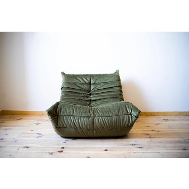 Khaki Velvet Living Room Set by Michel Ducaroy for Ligne Roset, 1970s, Set of 5 For Sale - Image 14 of 18