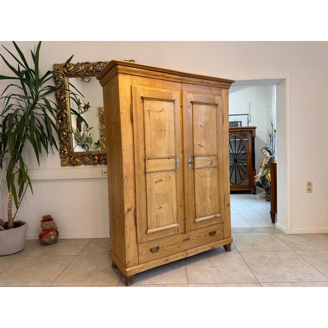 Original Biedermeier farmhouse cupboard/smoking cupboard from Munich. Dimensions: Height x Width x Depth 185 x 136 x 51...
