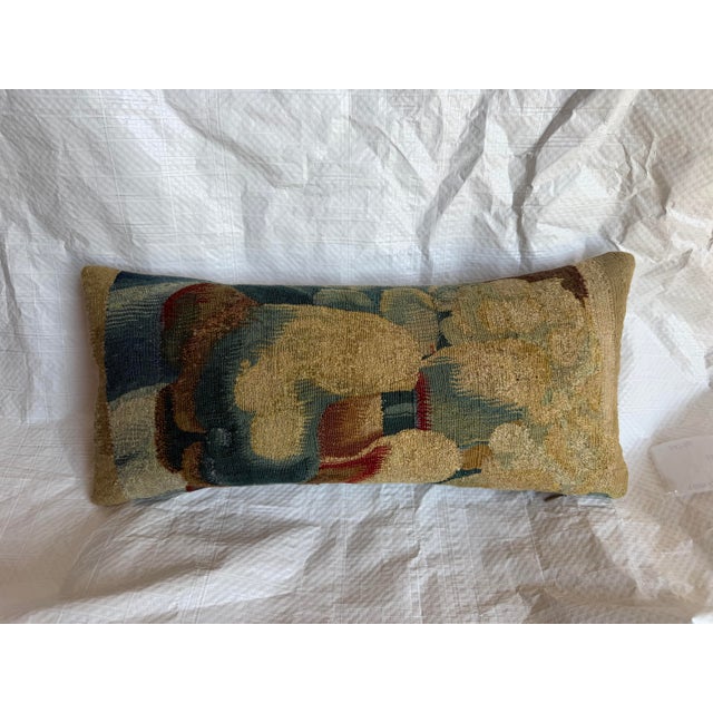 Created from an original 16th-century Brussels tapestry fragment, this exceptional lumbar pillow preserves a rare piece of...