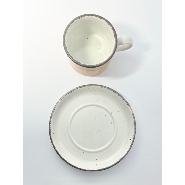 Midwinter 1970s Midwinter (Stonehenge) “Sun” 4 Stoneware Tea Cups & Saucers For Sale - Image 4 of 6