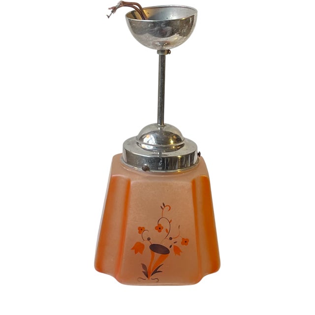 Scandinavian Art Deco Pendant Lamp in Nickel and Colored Glass, 1930s For Sale