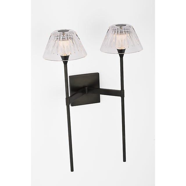 Black Waterford for Visual Comfort Signature Blaze 19" 2 Light Tail Sconce in Bronze with Clear Crystal For Sale - Image 8 of 13