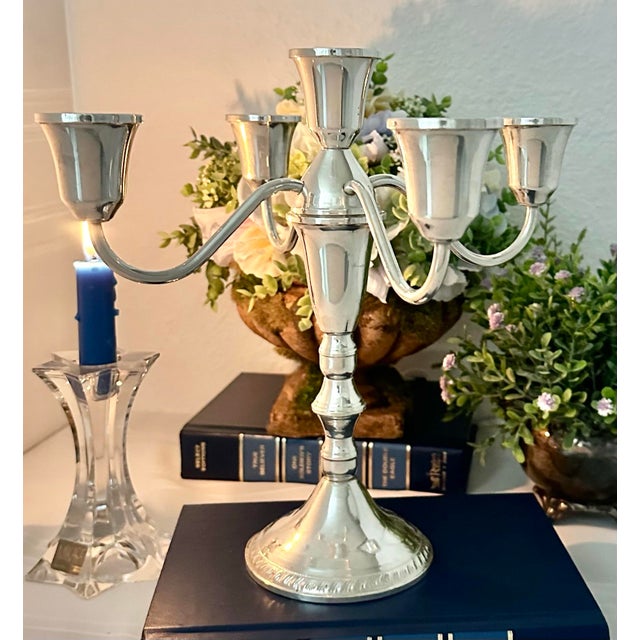 Sterling Silver Candelabra Mid 20th Century Duchin Creations Candle Holder For Sale - Image 4 of 10