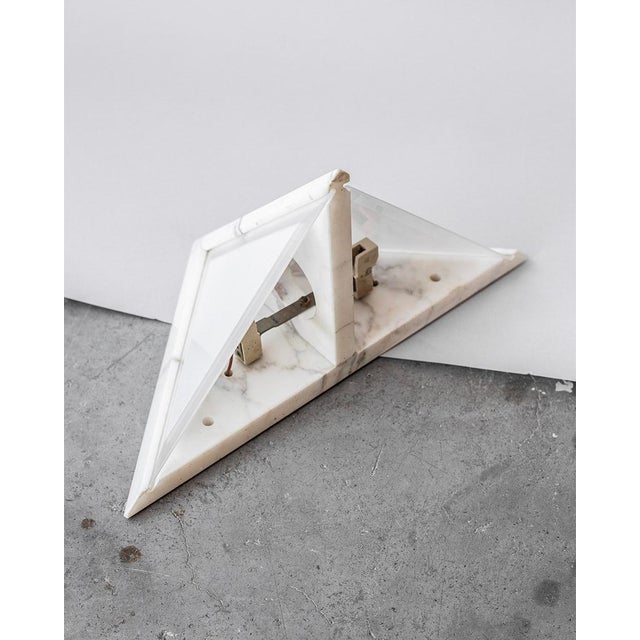 Italian Marble Wall Lamps with Frosted Glass, 1970s, Set of 2 For Sale - Image 9 of 11