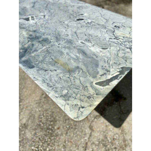 White Italian White and Grey Marble Stone Dining Table For Sale - Image 8 of 13