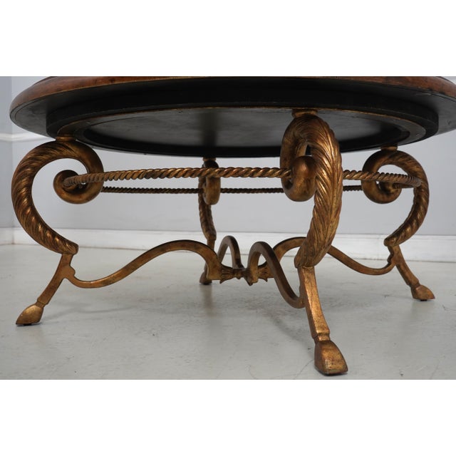 Round Leather Top Metal Base Coffee Table For Sale - Image 4 of 13
