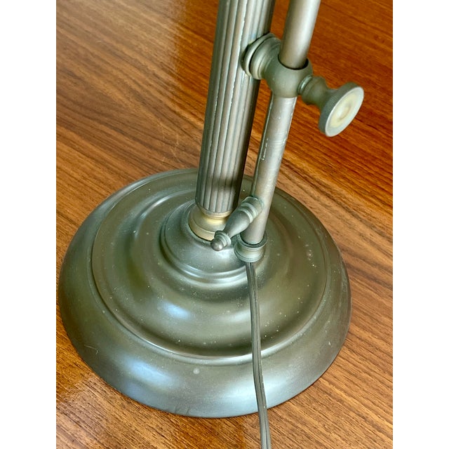Vintage Brass Adjustable Table Lamp With Frosted White Glass Shade For Sale - Image 11 of 11