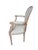 Late 20th Century Louis XVI French Fauteuil Cream Armed Side Chair For Sale - Image 4 of 12