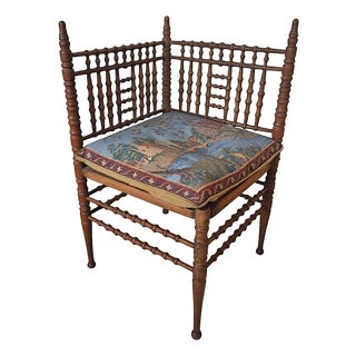 Antique Victorian Bobbin Turned Needle Corner Chair For Sale