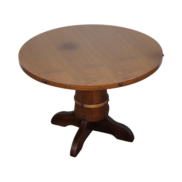 Vintage Oak Round Barrel Base Coffee Table Chairish